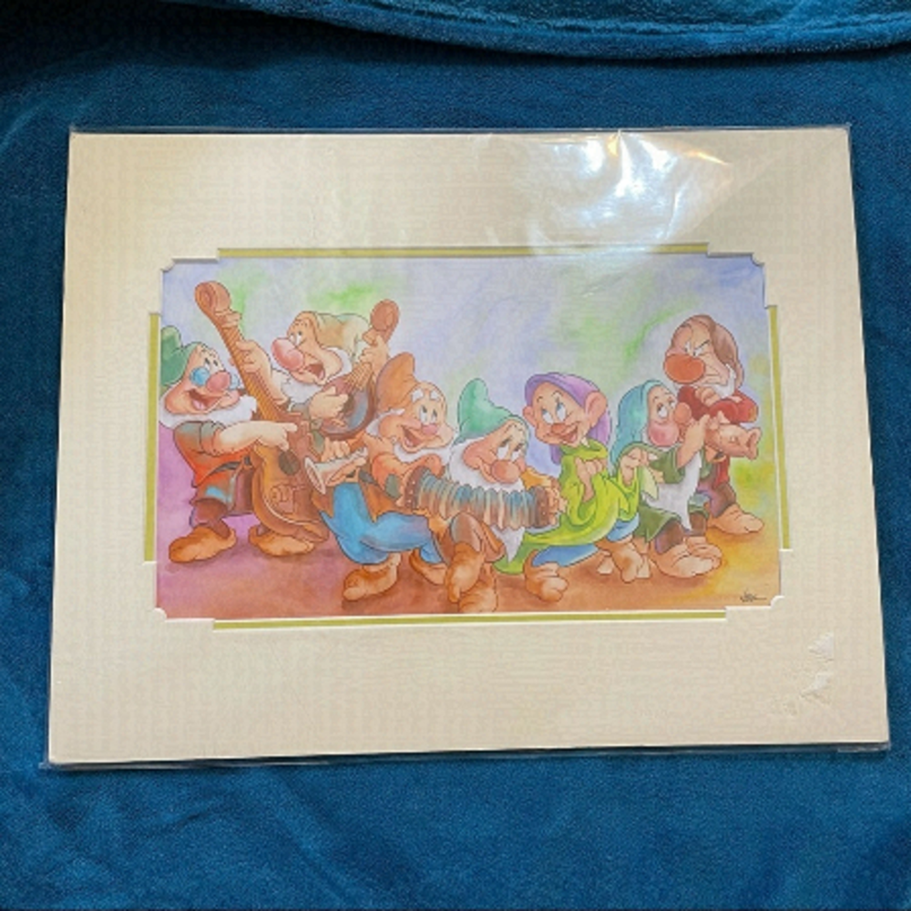 DISNEY Authentic Rare Seven Dwarfs Sing Painting by Randy Noble Disney Parks NWT